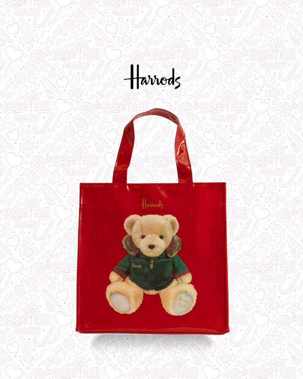 Small Christmas Bear 2020 Tote Bag حقيبة عيد الميلاد من هارودز احمر صغيرة - الصورة 1
