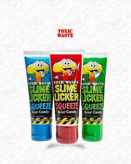 Toxic Waste Slime Licker Sour Squeeze Candy (Blue Razz, Cherry & Apple), 70g