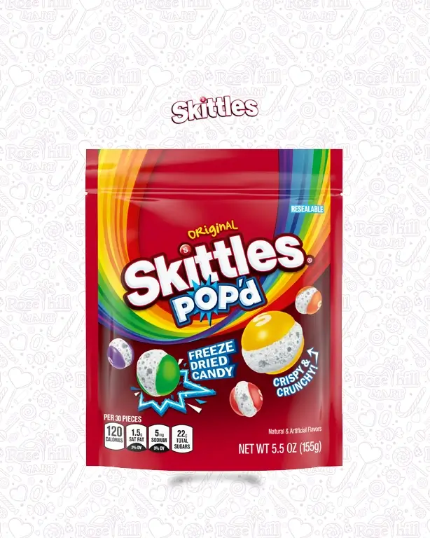 SKITTLES POP'D Skittles Original Pop'd Freeze Dried Candy, 155g - الصورة 1